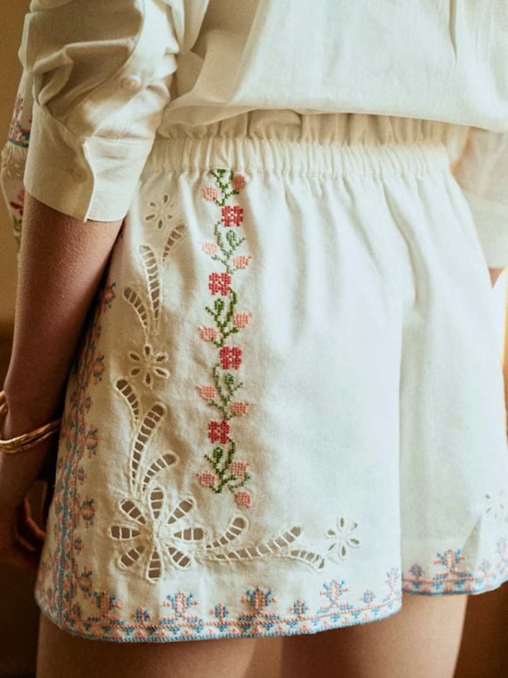 Sezane white embroidered Math shorts - Picture 3 of 10